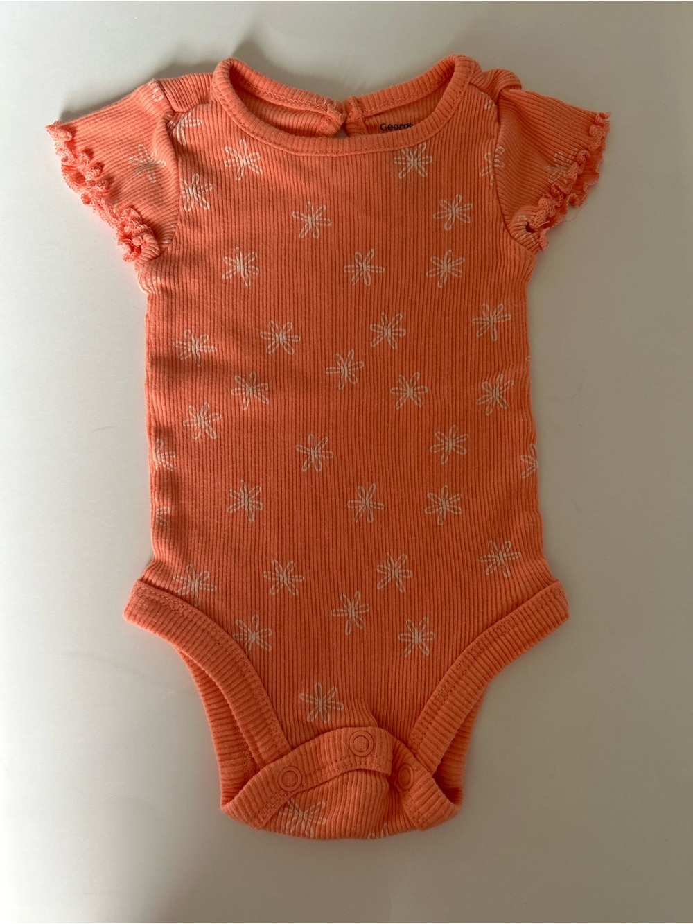 🍼5/$20🍼 George Coral Ribbed Floral-Print Baby One-Piece